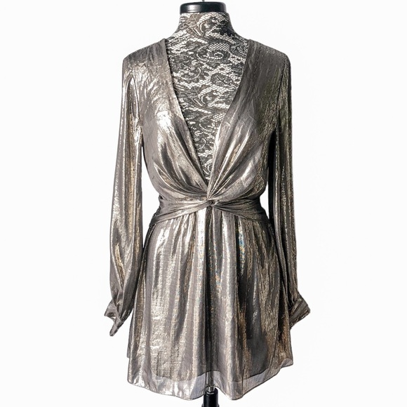Ramy Brook Silk Metallic A- Line Dress Size 8 - Picture 1 of 10